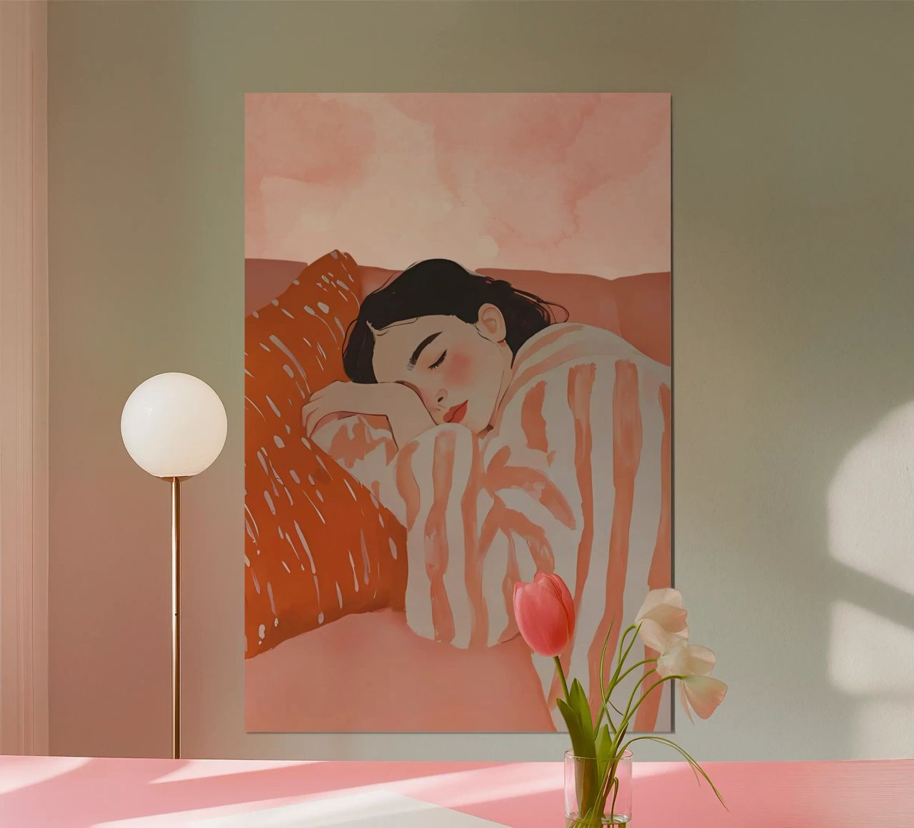 Schlafende Frau, Abstrakte Frau Druck Poster von Little Lila