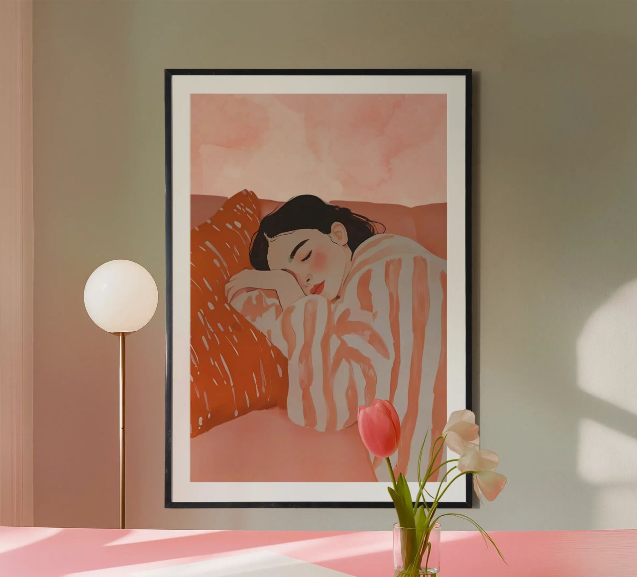 Schlafende Frau, Abstrakte Frau Druck Poster von Little Lila