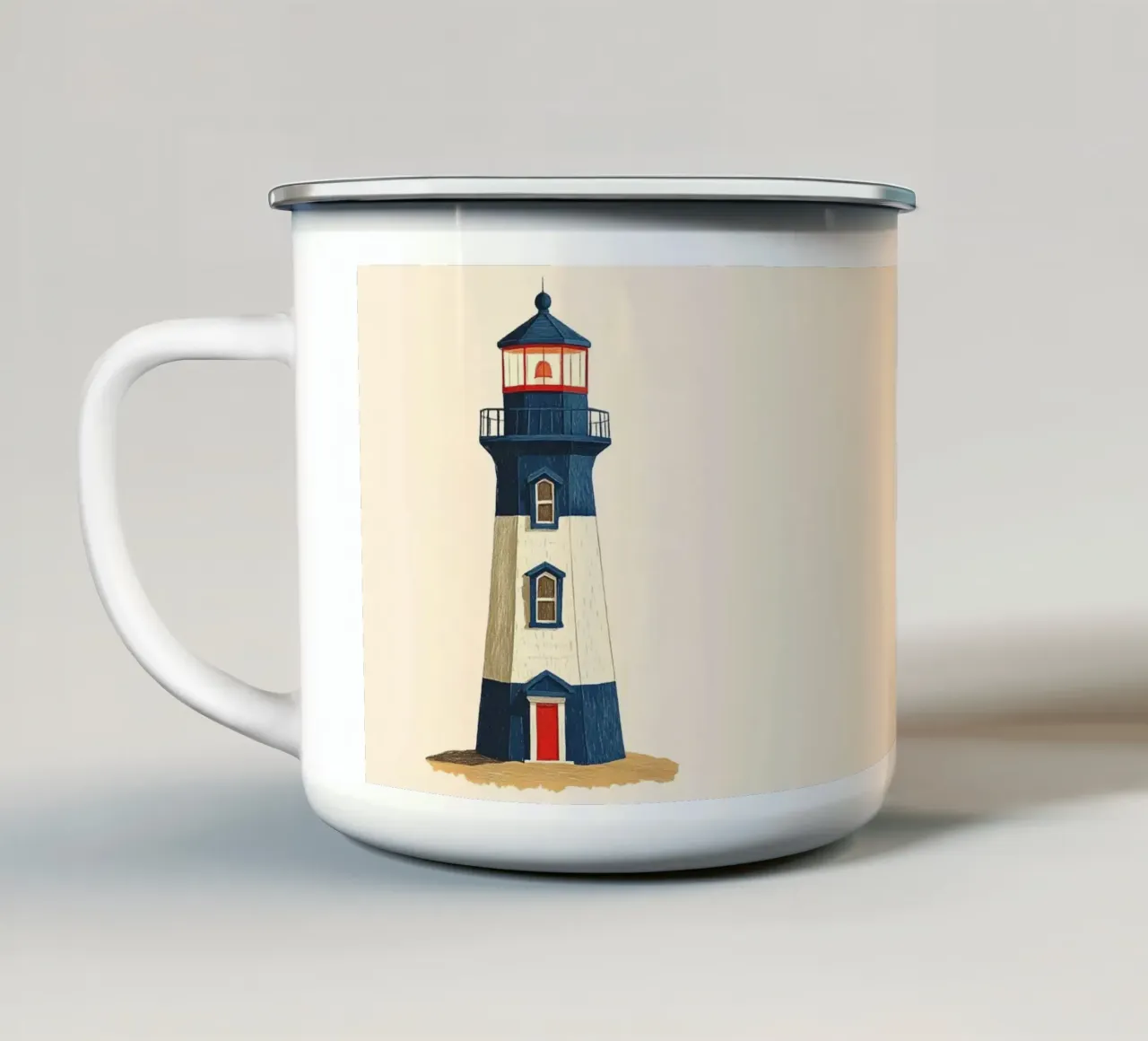 Faro tazza in smalto da Curious Canvas
