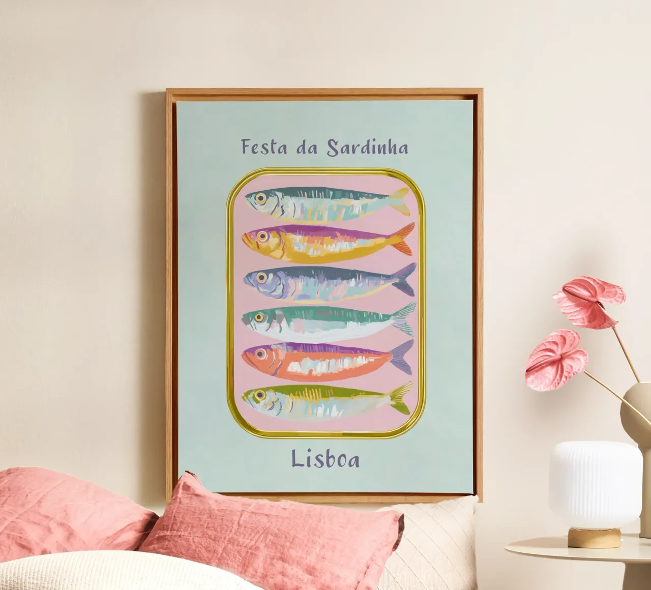 L'amore per le sardine in Portogallo tela con Cornice a cassetta da Carinaprint