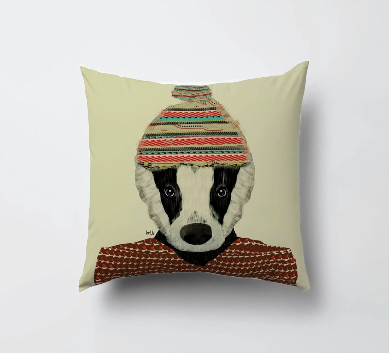 seb the badger cuscino da Brian Buckley