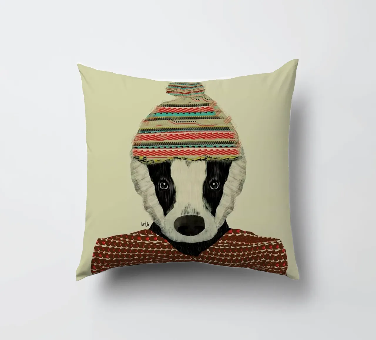 seb the badger cojín de Brian Buckley