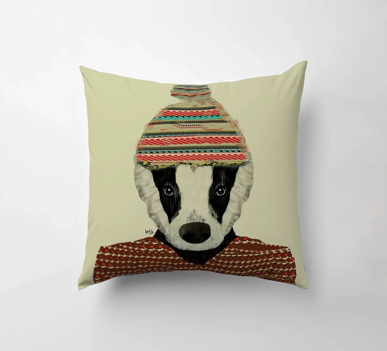 seb the badger cuscino da Brian Buckley