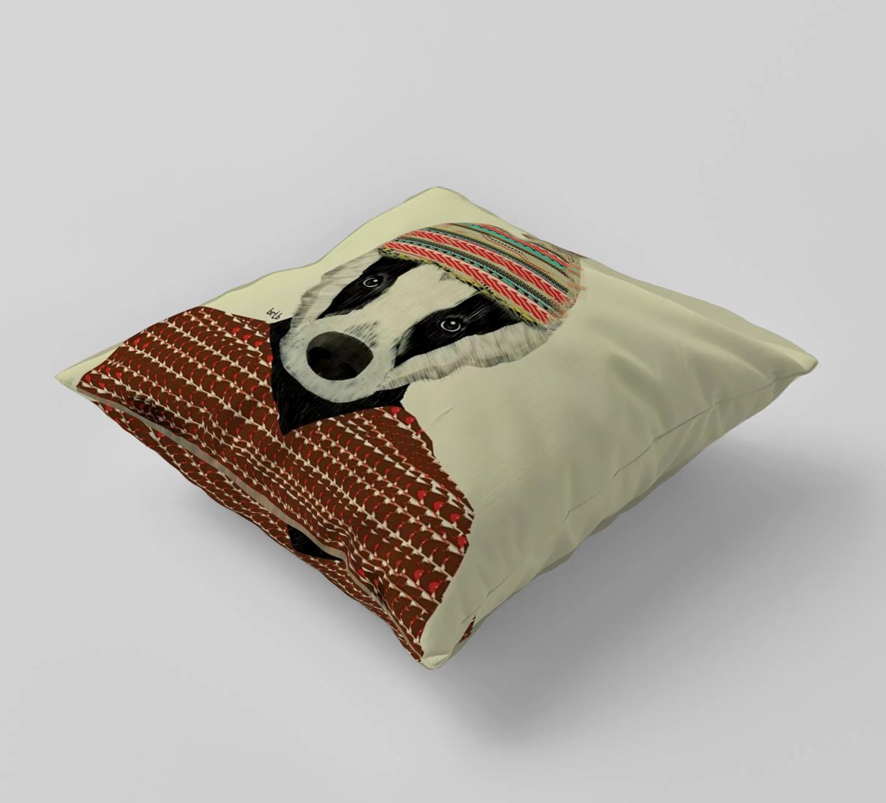 seb the badger cuscino da Brian Buckley