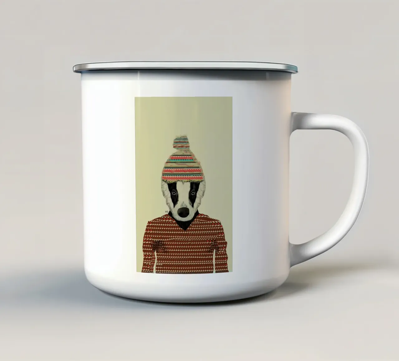 seb the badger Emaille Tasse von Brian Buckley