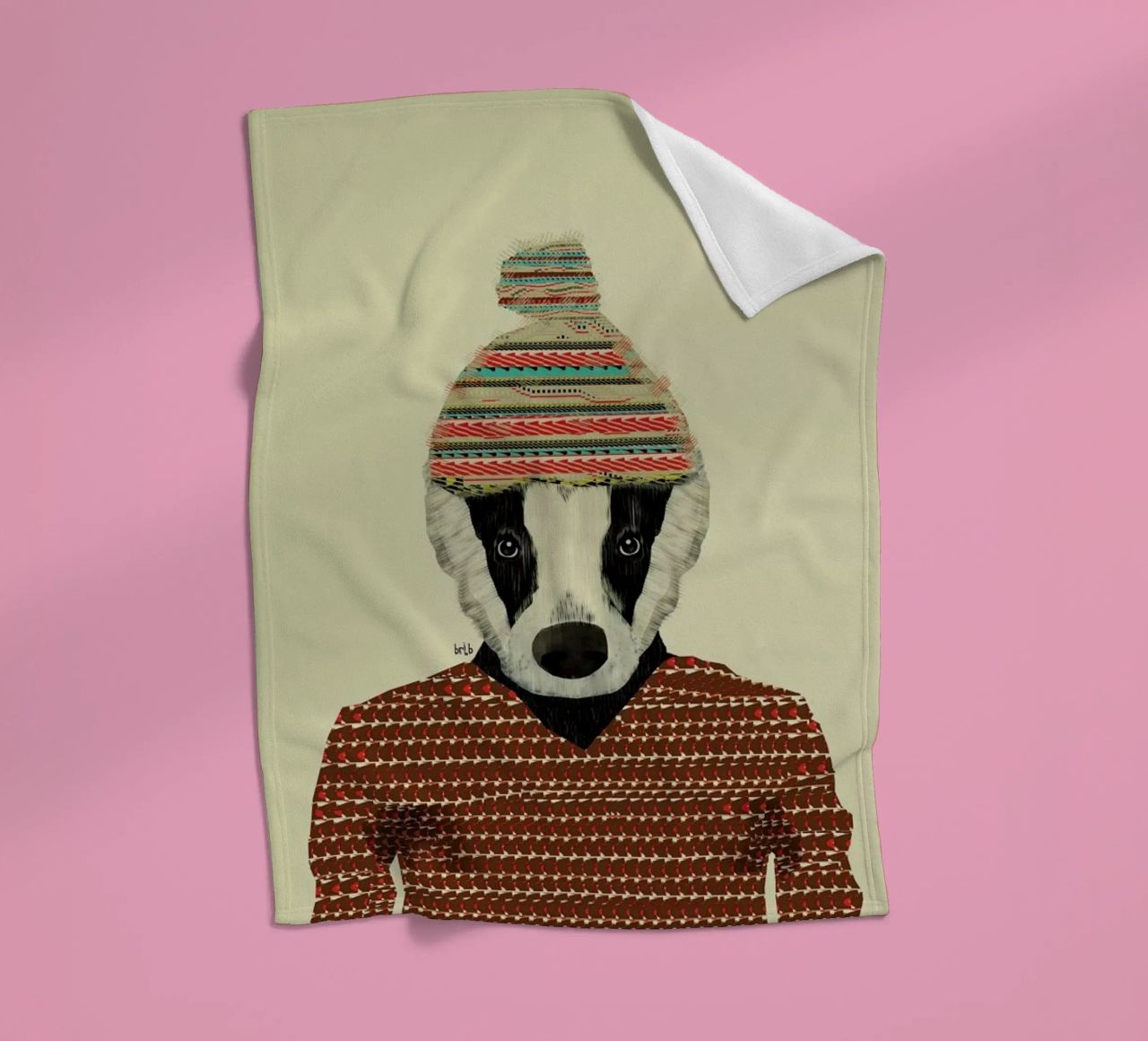 seb the badger coperta in pile da Brian Buckley