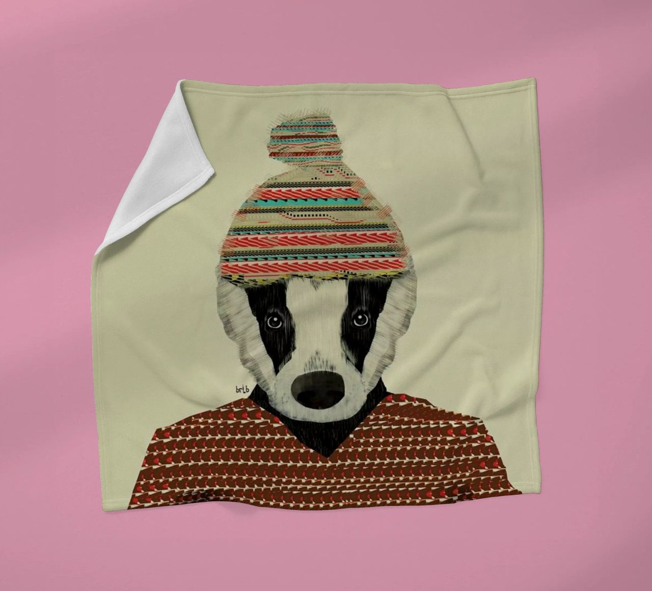 seb the badger coperta in pile da Brian Buckley