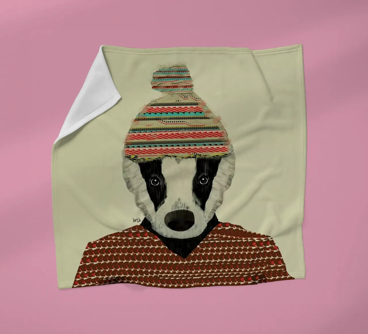 seb the badger fleece blanket by Brian Buckley