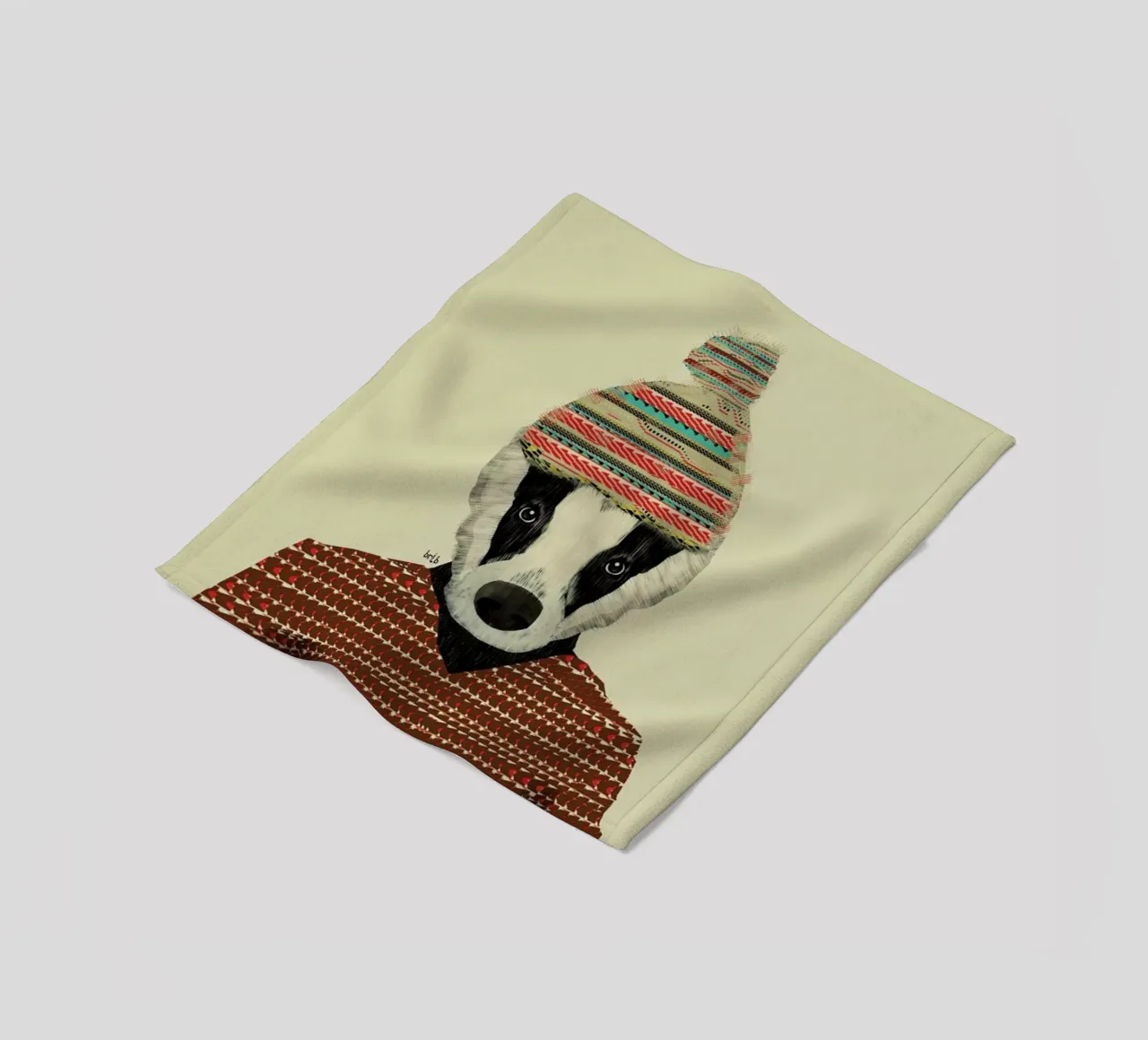 seb the badger fleece blanket by Brian Buckley