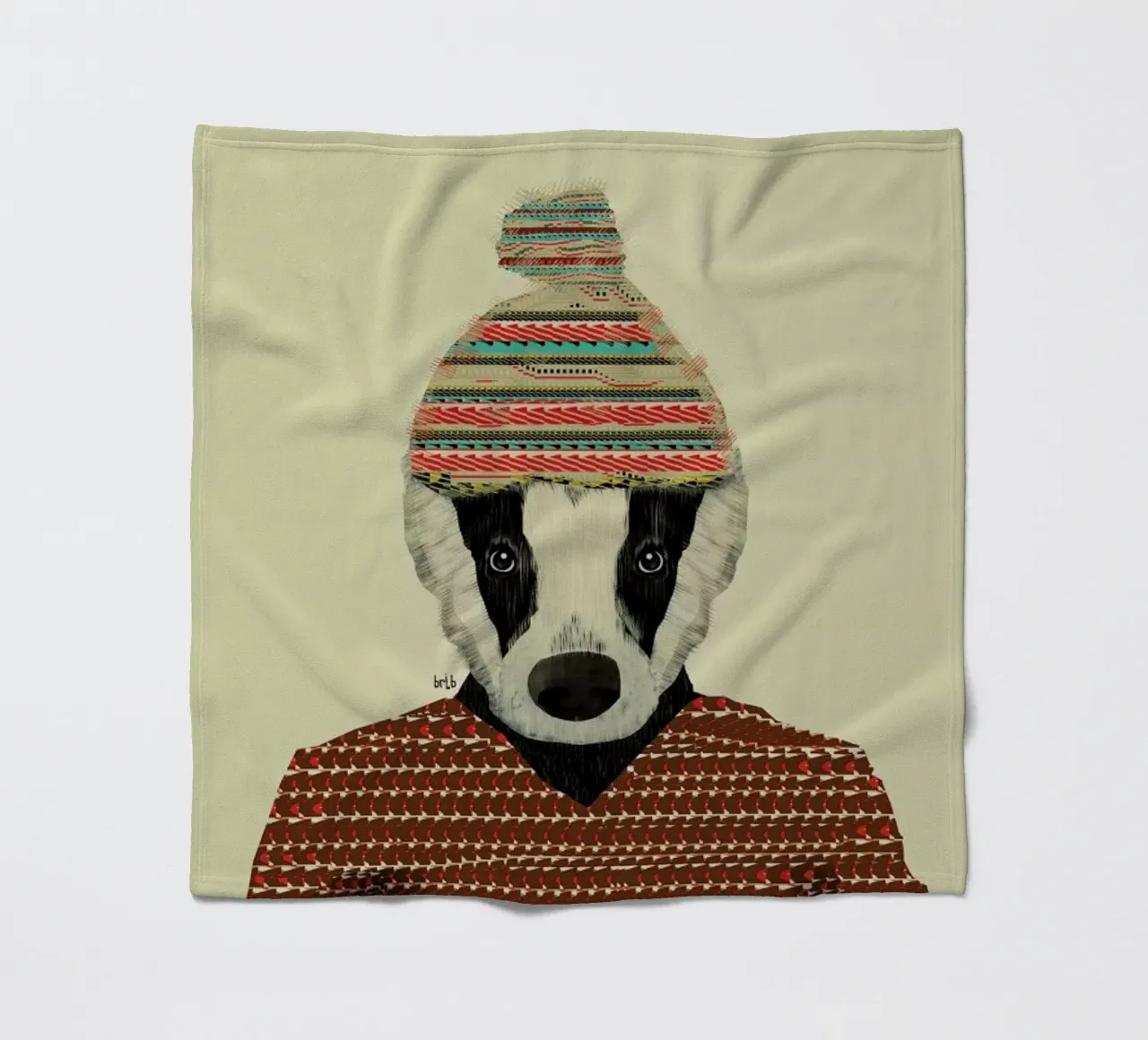 seb the badger fleece blanket by Brian Buckley