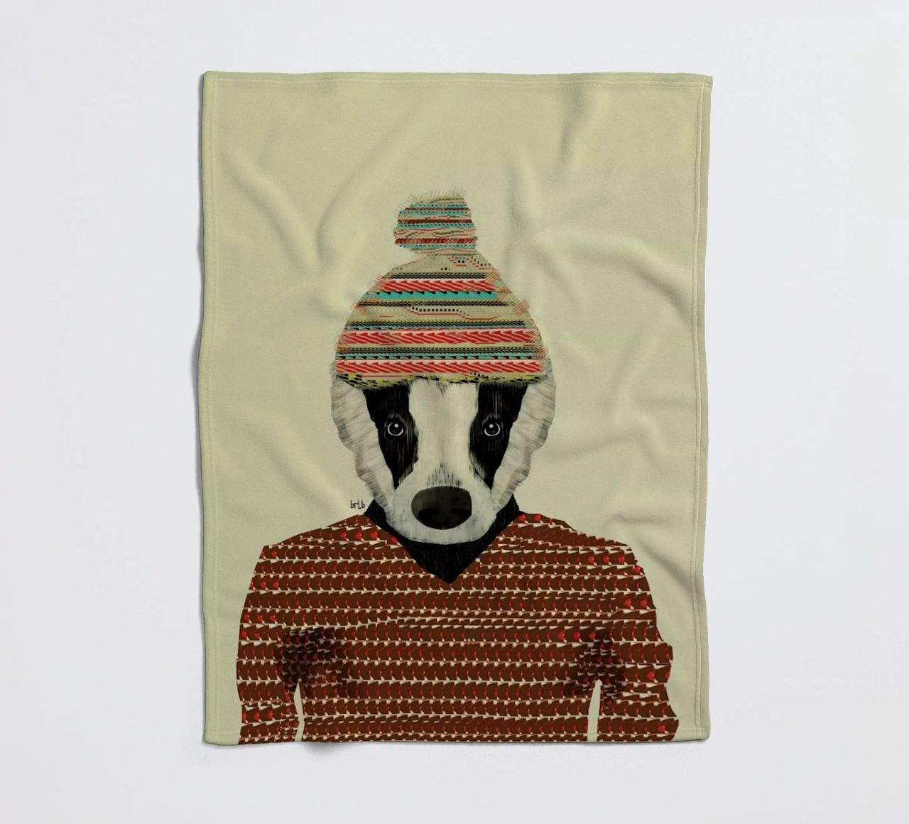 seb the badger coperta in pile da Brian Buckley