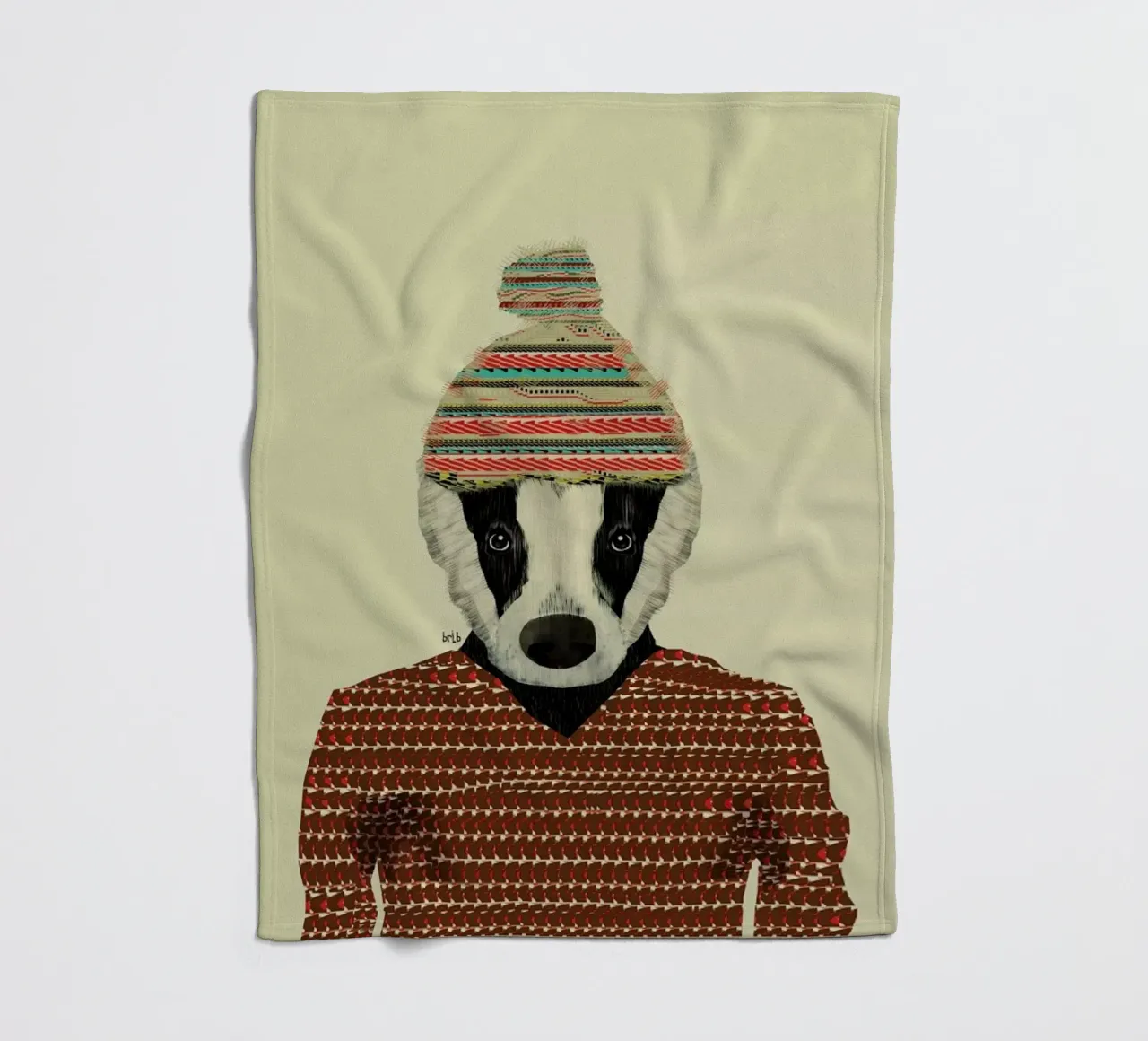 seb the badger fleece blanket by Brian Buckley