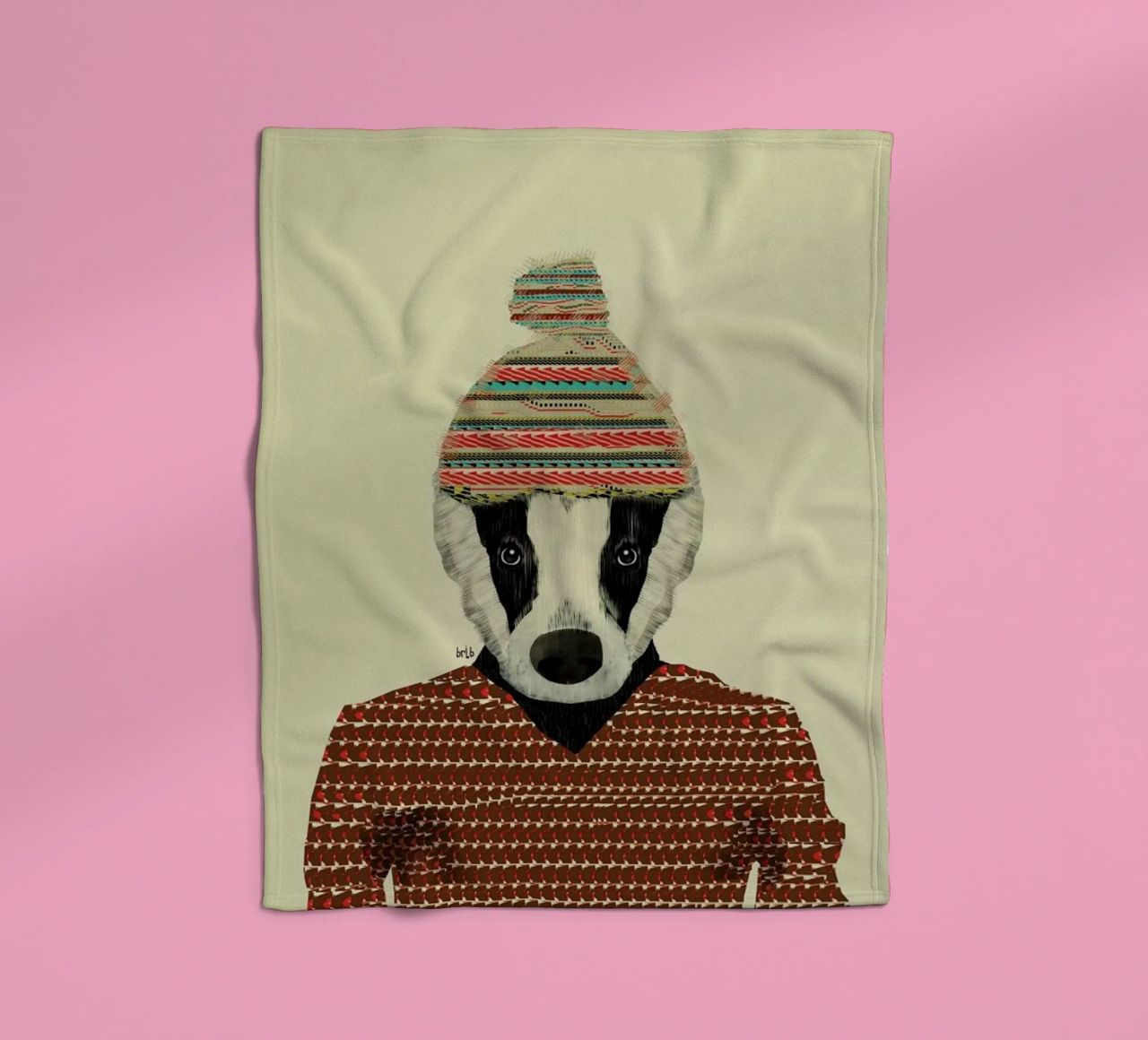 seb the badger coperta in pile da Brian Buckley