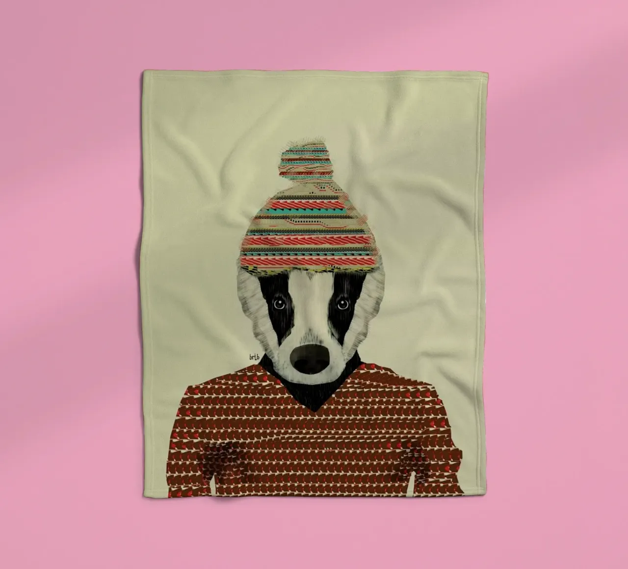 seb the badger fleece blanket by Brian Buckley