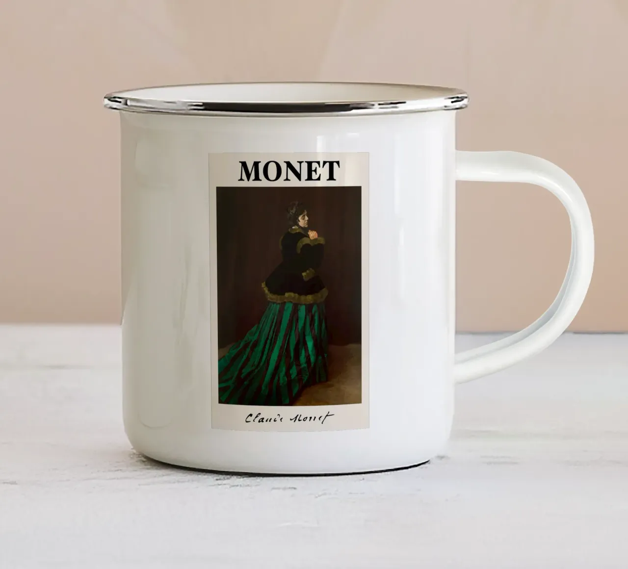 Claude Monet - Camille (La donna in abito verde) Impres tazza in smalto da NorwesClub