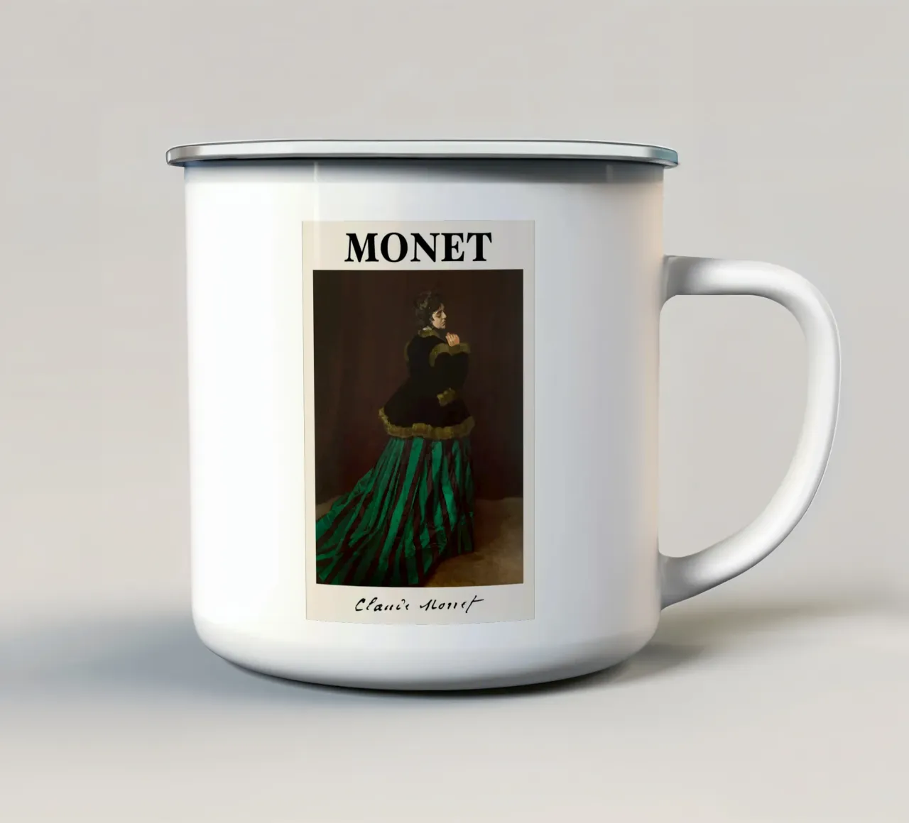 Claude Monet - Camille (La donna in abito verde) Impres tazza in smalto da NorwesClub
