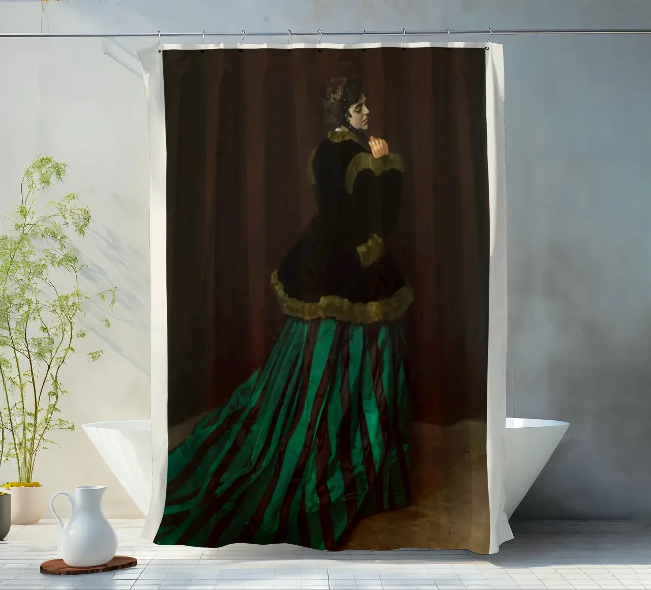 Claude Monet - Camille (La donna in abito verde) Impres tenda da doccia da NorwesClub