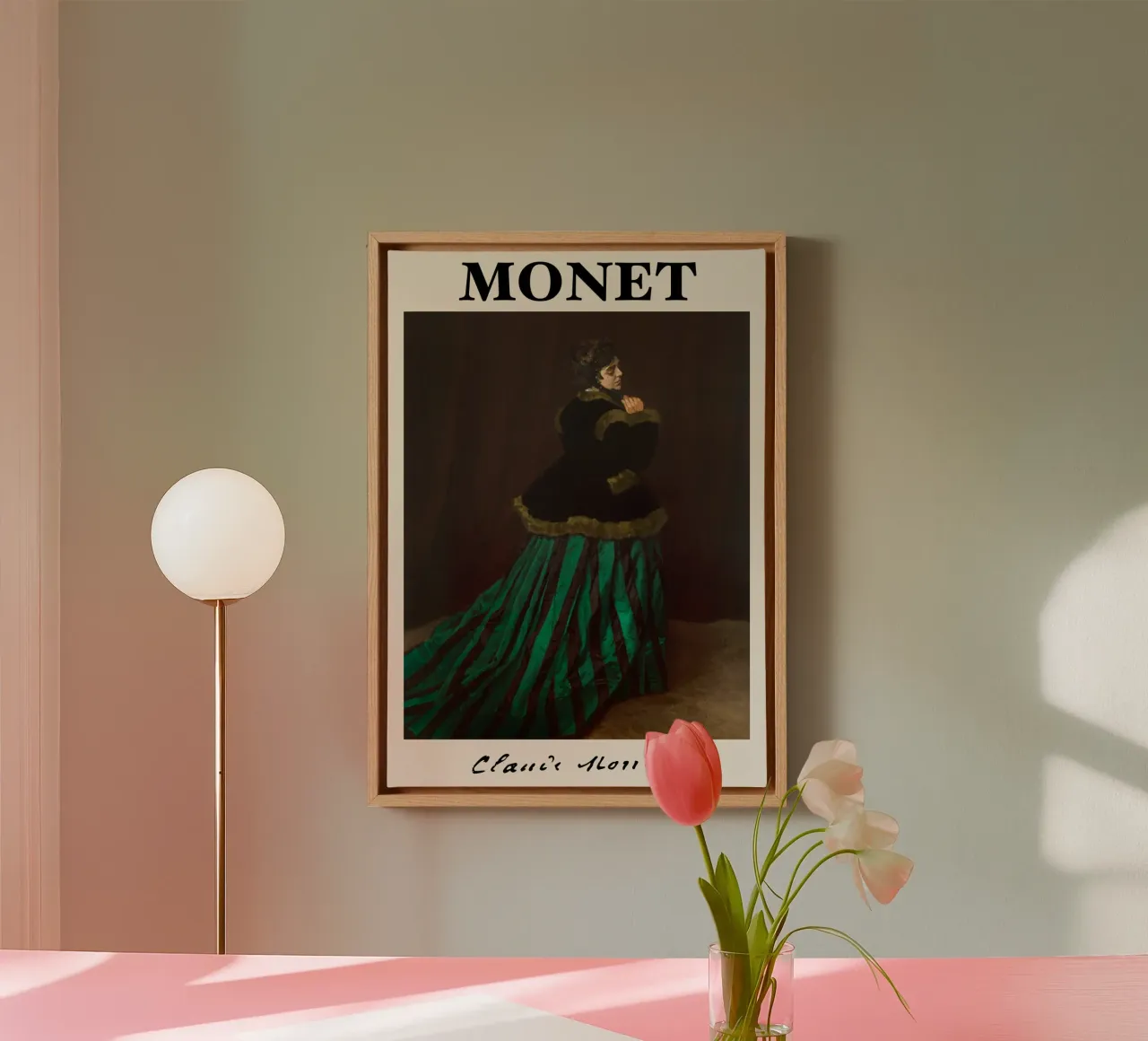 Claude Monet - Camille (De vrouw in de groene jurk) Impres canvas met Baklijst van NorwesClub