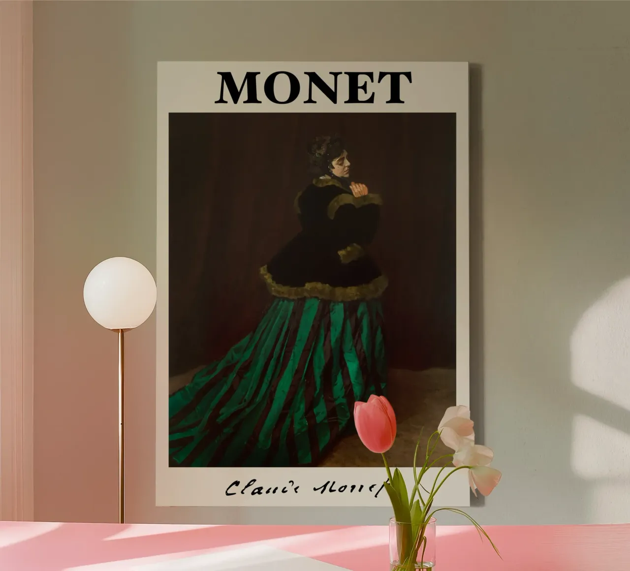 Claude Monet - Camille (De vrouw in de groene jurk) Impres canvas met Baklijst van NorwesClub