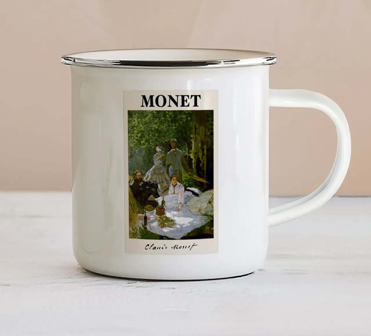 Claude Monet - Il pranzo sull'erba: maestro impressionista tazza in smalto da NorwesClub