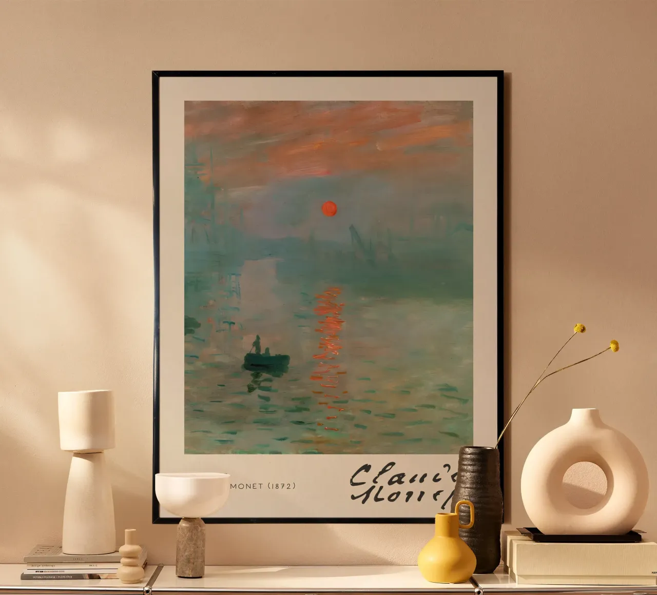Claude Monet - Lever de soleil (Impression, lever de soleil) Iconic Masterpi poster avec cadre en aluminium de NorwesClub