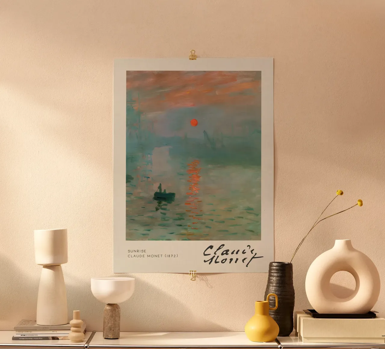 Claude Monet - Lever de soleil (Impression, lever de soleil) Iconic Masterpi poster avec cadre en aluminium de NorwesClub