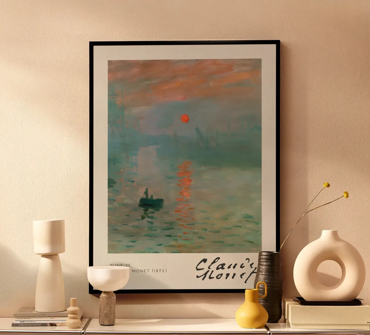 Claude Monet - Lever de soleil (Impression, lever de soleil) Iconic Masterpi poster avec cadre en aluminium de NorwesClub