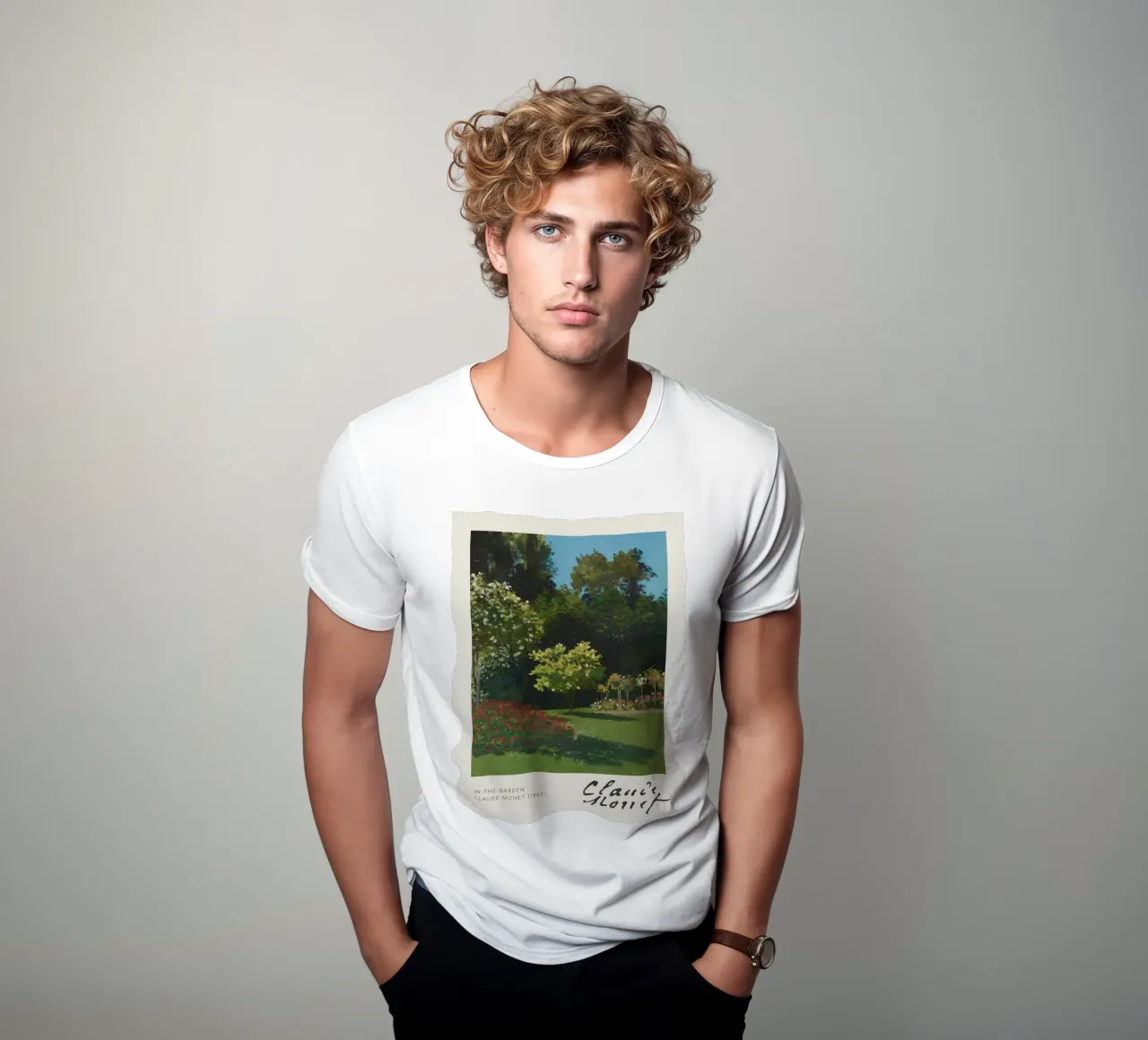 Claude Monet - Nel giardino (1867): Impressionismo floreale t-shirt da NorwesClub