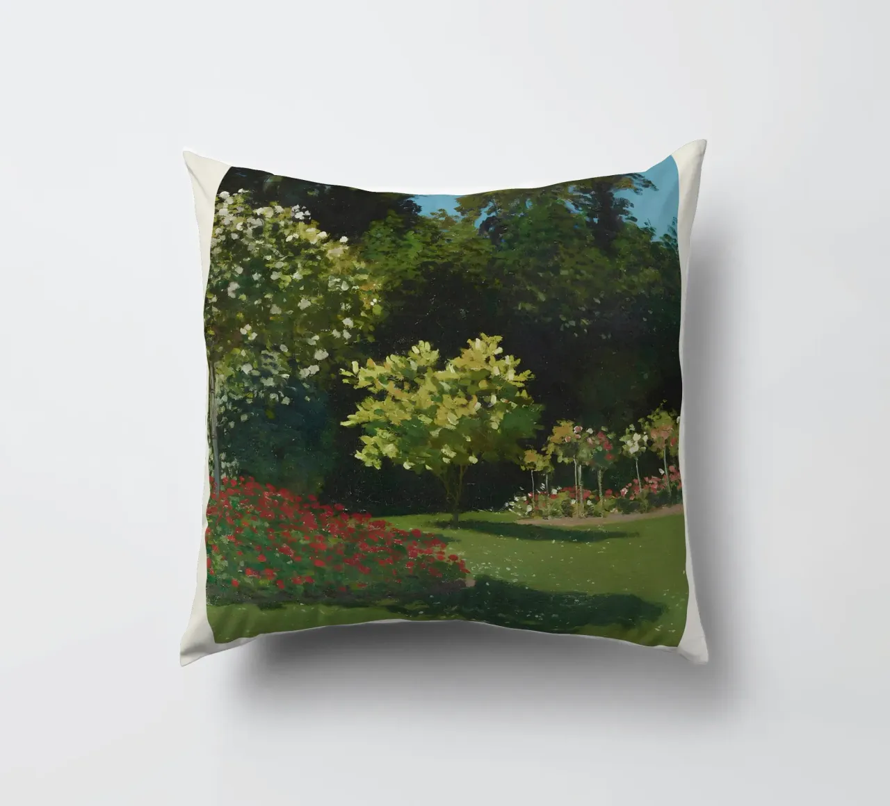 Claude Monet - Nel giardino (1867): Impressionismo floreale cuscino da NorwesClub