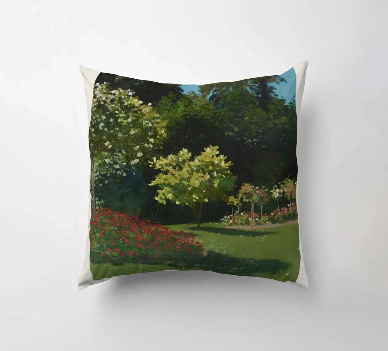 Claude Monet - Nel giardino (1867): Impressionismo floreale cuscino da NorwesClub