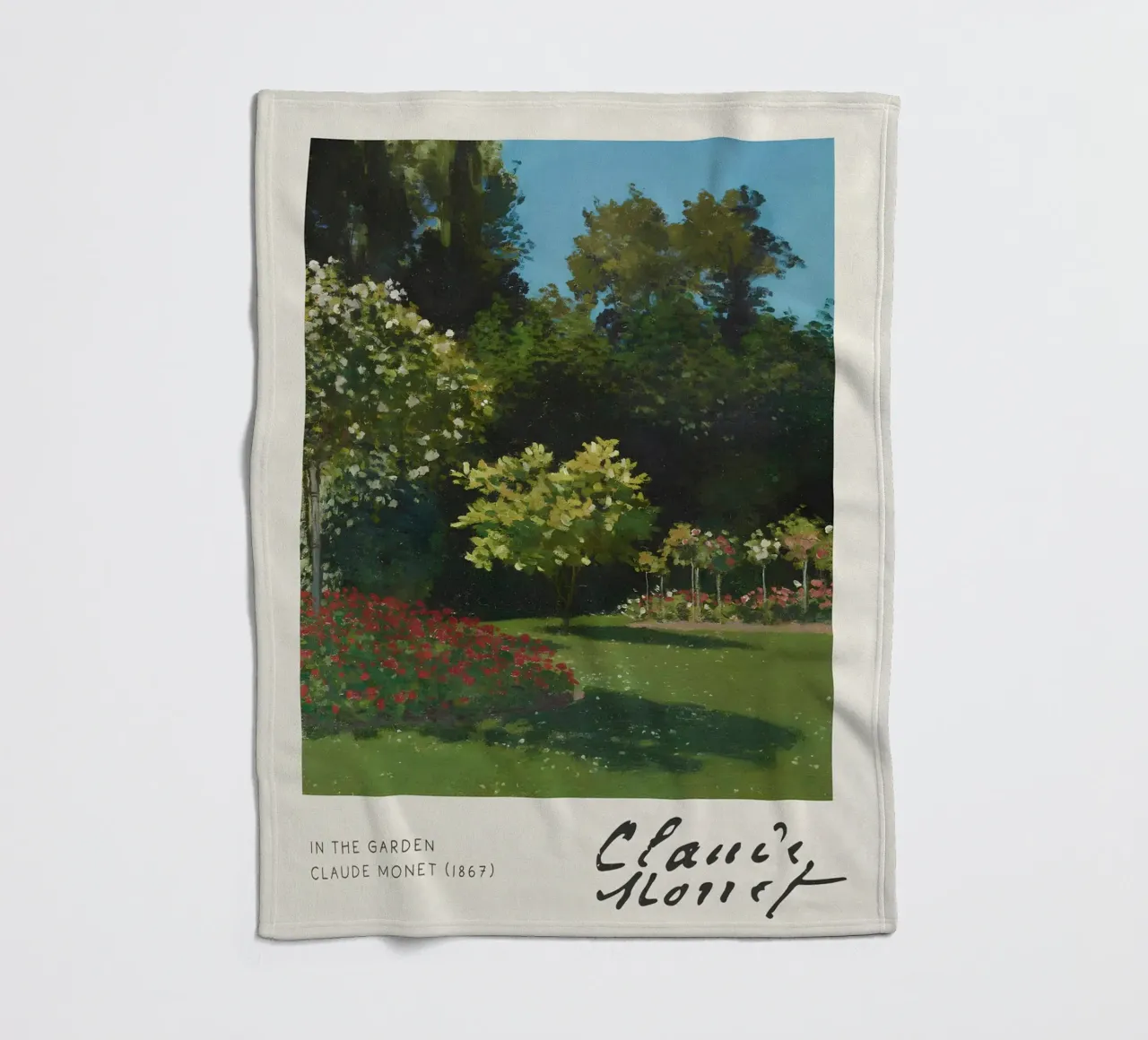 Claude Monet - Nel giardino (1867): Impressionismo floreale coperta in pile da NorwesClub