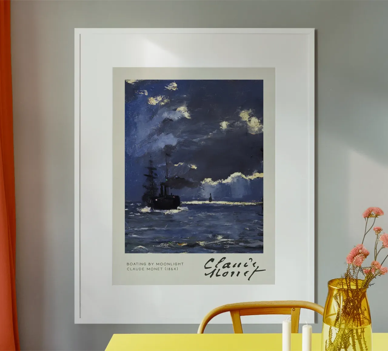 Claude Monet - In barca al chiaro di luna: paesaggio marino impressionista poster da NorwesClub