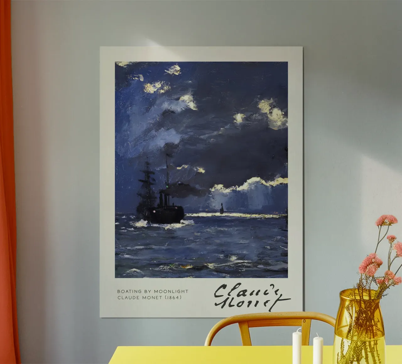 Claude Monet - In barca al chiaro di luna: paesaggio marino impressionista poster da NorwesClub
