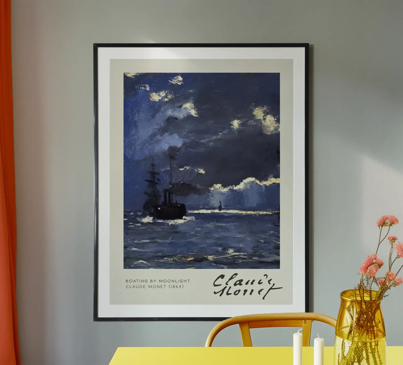 Claude Monet - In barca al chiaro di luna: paesaggio marino impressionista poster da NorwesClub