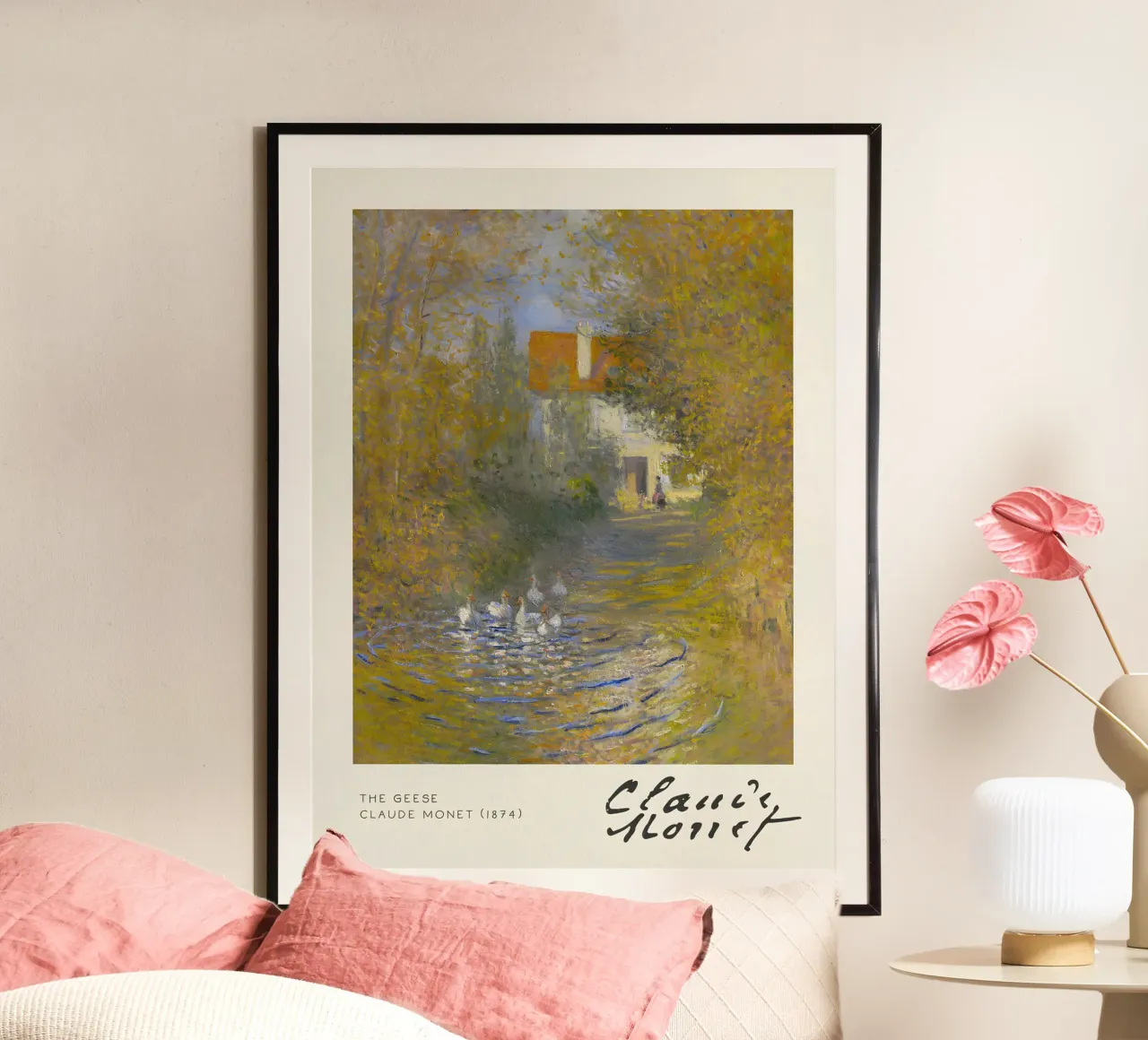 Claude Monet - Le oche (1874): Campagna impressionista S poster con telaio in alluminio da NorwesClub