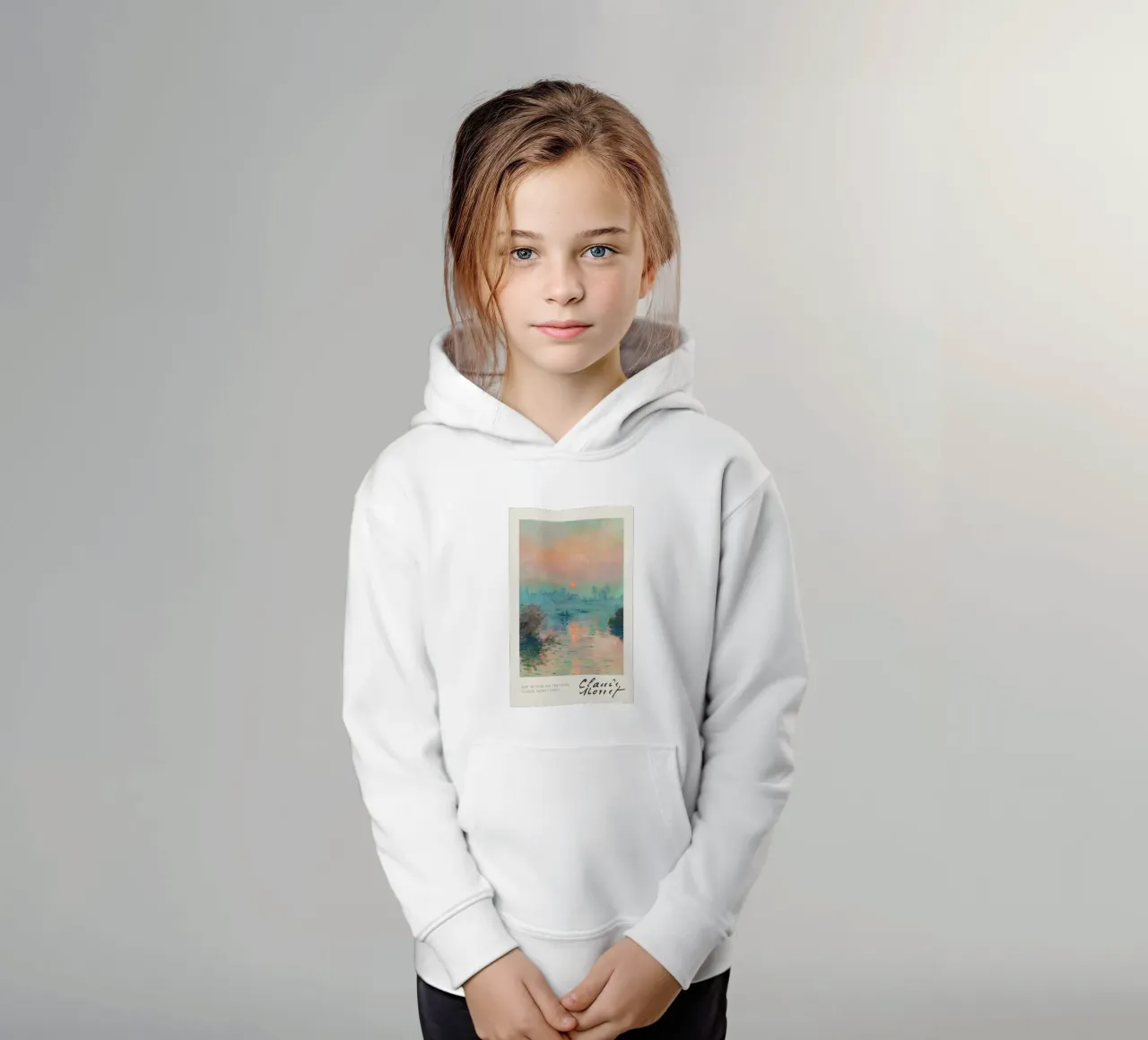 Claude Monet - Sonnenuntergang an der Seine: Impressionistisches Gemälde Kinder Hoodie von NorwesClub