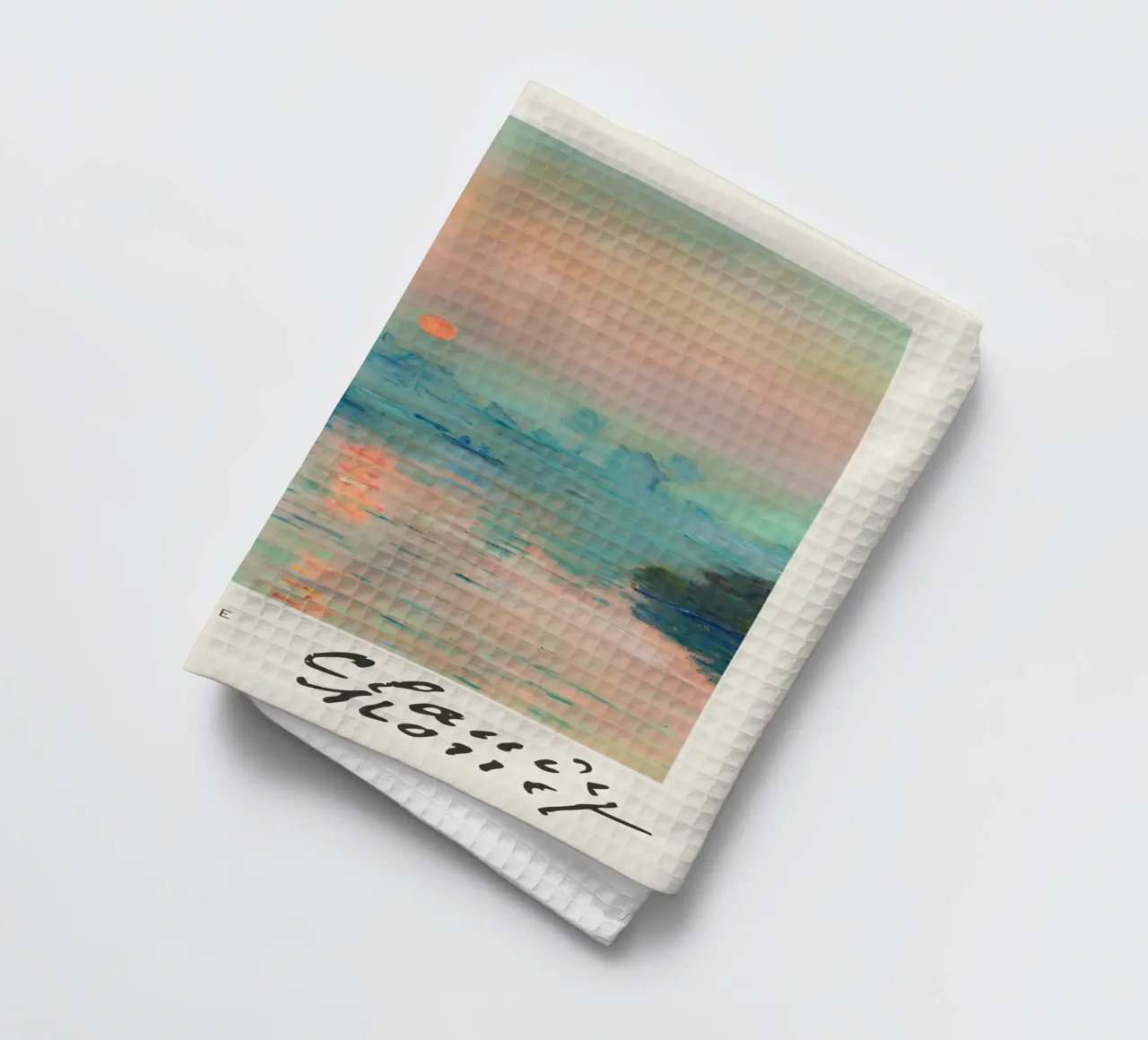 Claude Monet - Soleil couchant sur la Seine : Maste Impressionniste torchon de NorwesClub