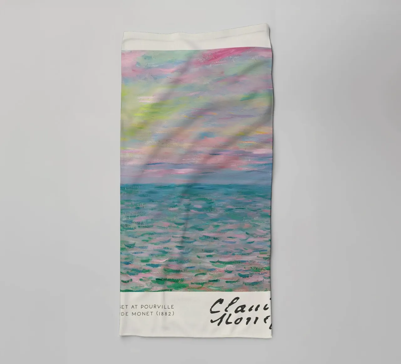 Claude Monet - Coucher de soleil à Pourville : Paysage marin impressionniste serviette de bain de NorwesClub