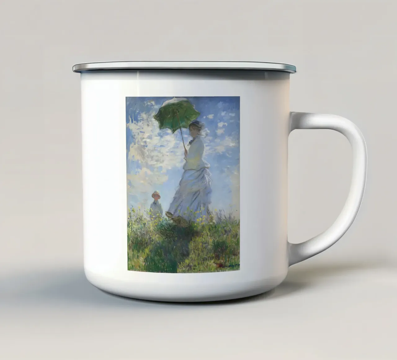 Claude Monet - Donna con ombrellone: figura impressionista St. tazza in smalto da NorwesClub