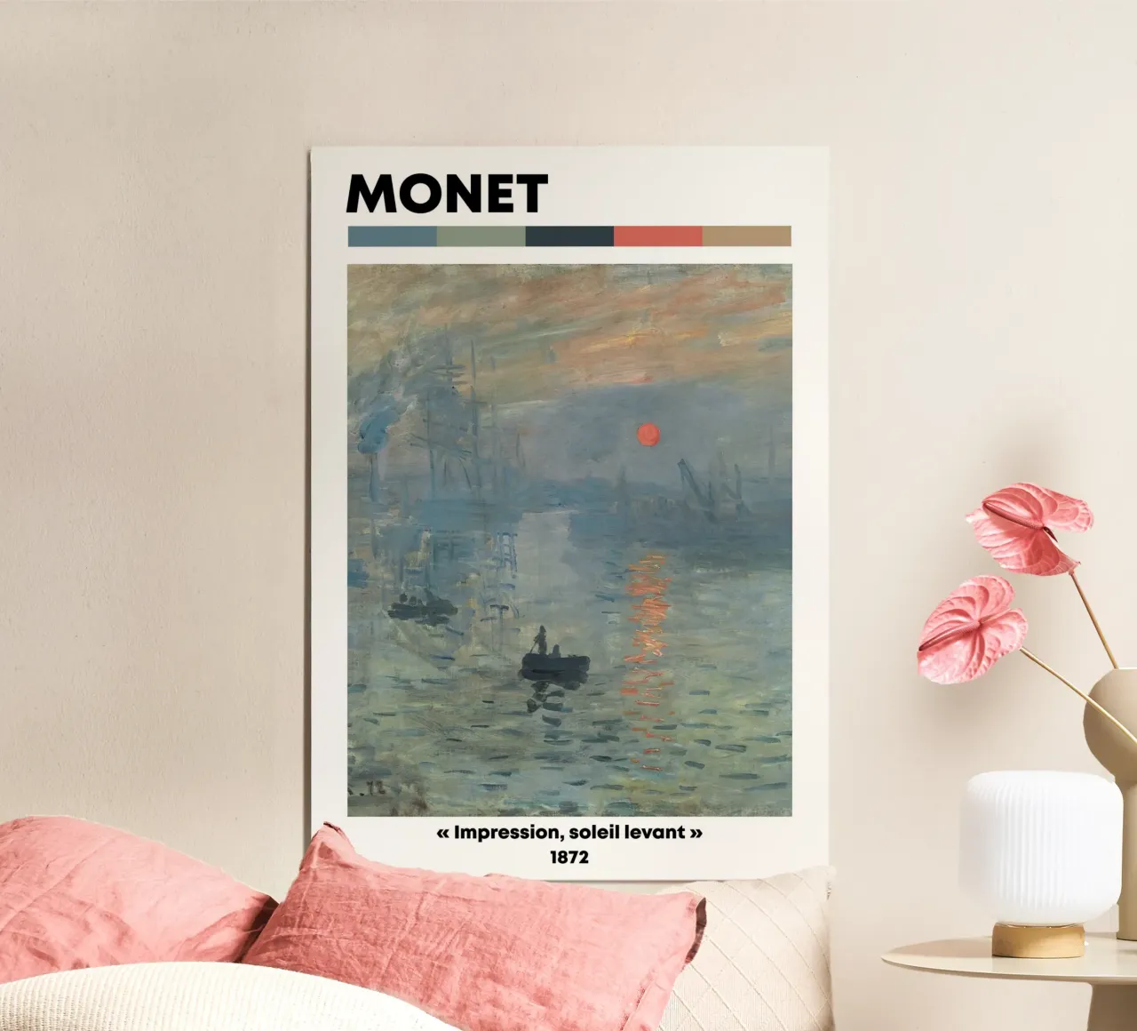 Claude Monet - Impression, soleil levant : chef-d'œuvre de l'imprimerie poster avec cadre en aluminium de NorwesClub