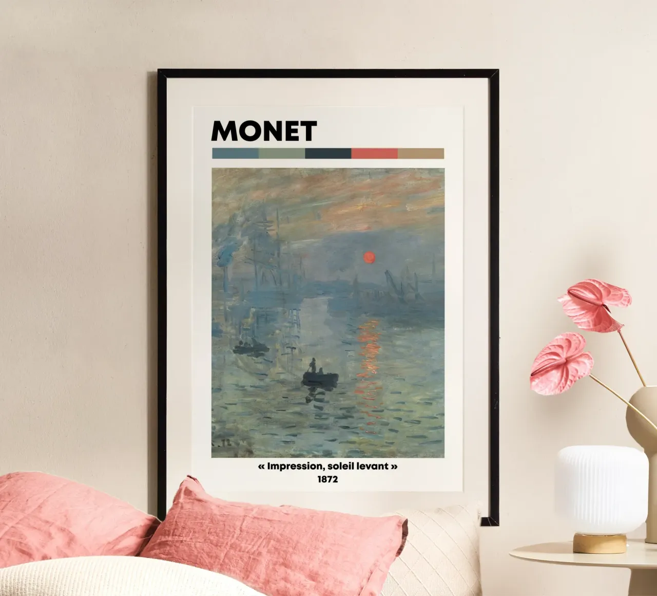 Claude Monet - Impression, soleil levant : chef-d'œuvre de l'imprimerie poster avec cadre en aluminium de NorwesClub
