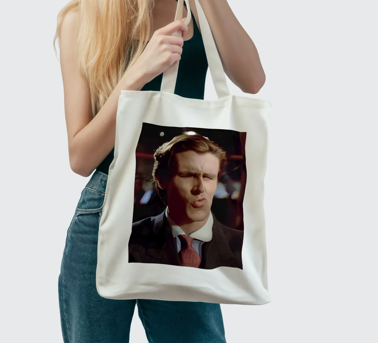 christian Bale tote bag by Low poly art