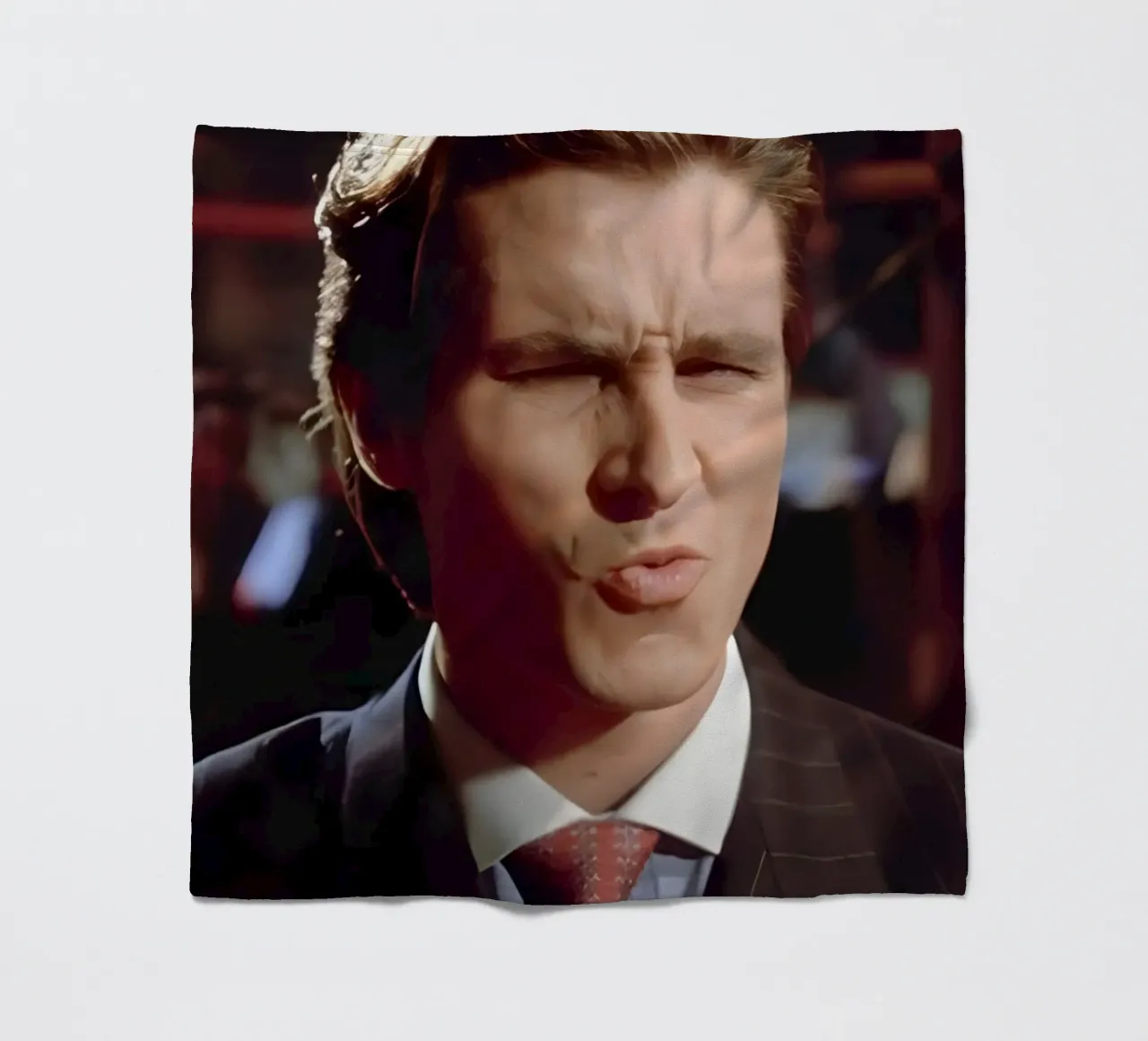 christian Bale fleece blanket by Low poly art