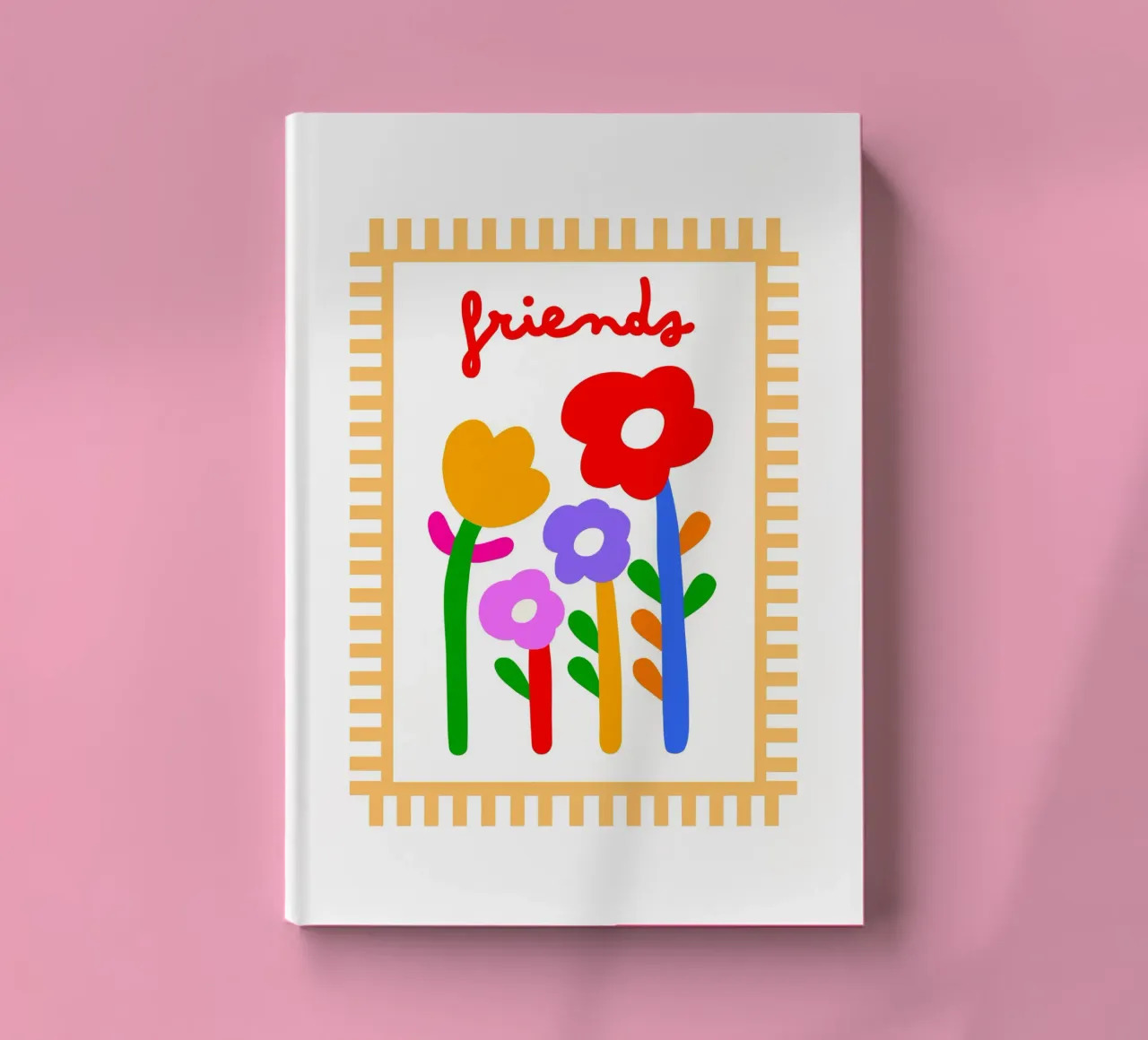 Happy FRIENDS Daisies • Yellow Check Border notebook by Dominique Vari