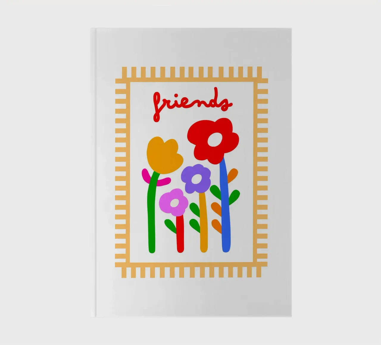 Happy FRIENDS Daisies • Yellow Check Border notebook by Dominique Vari