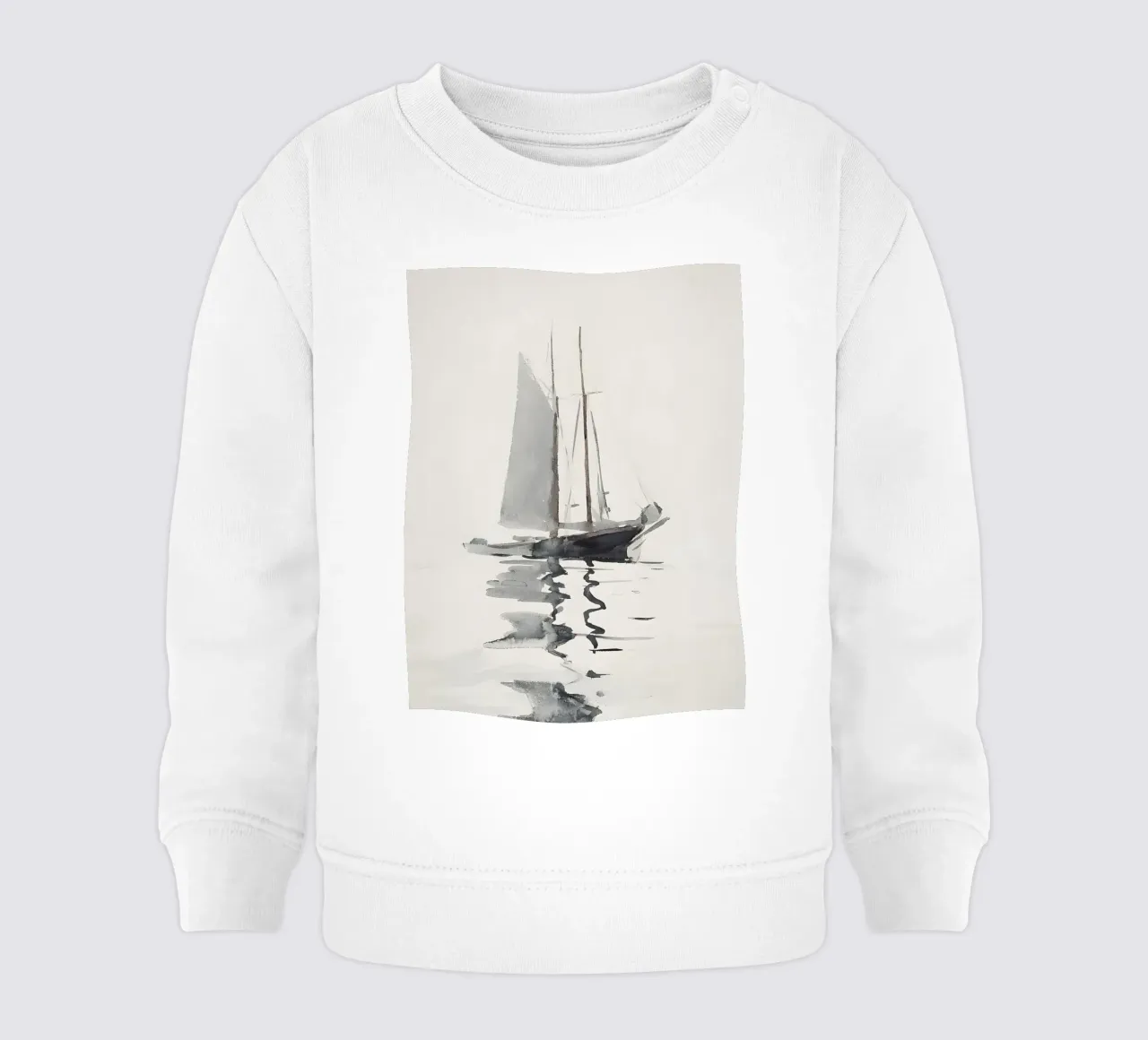 Schizzo artistico di barca a vela: Minimalista nautico, scala di grigi Mar felpa neonato da NorwesClub
