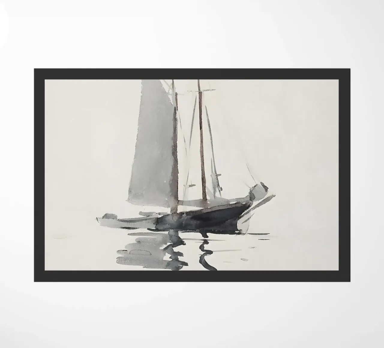 Schizzo artistico di barca a vela: Minimalista nautico, scala di grigi Mar zerbino da NorwesClub