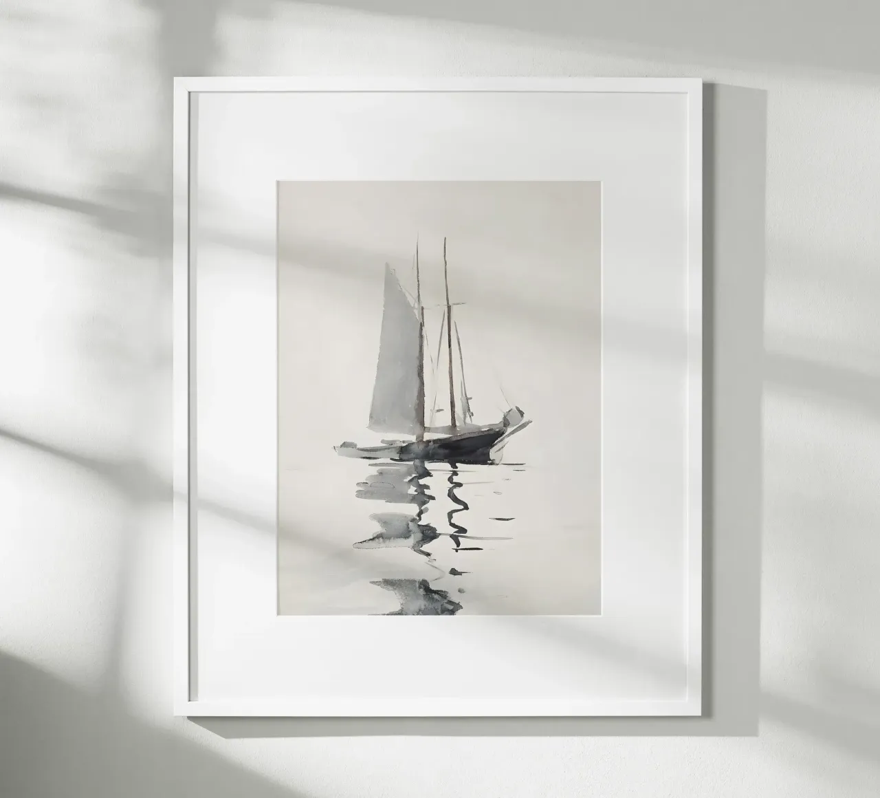 Schizzo artistico di barca a vela: Minimalista nautico, scala di grigi Mar poster da NorwesClub