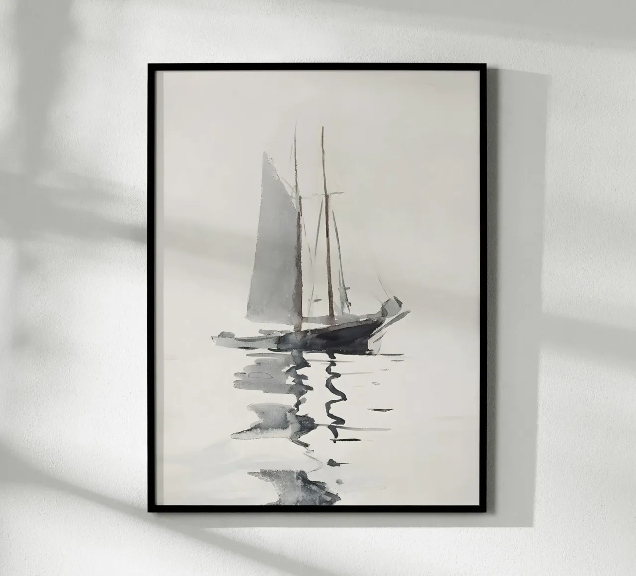 Schizzo artistico di barca a vela: Minimalista nautico, scala di grigi Mar poster da NorwesClub