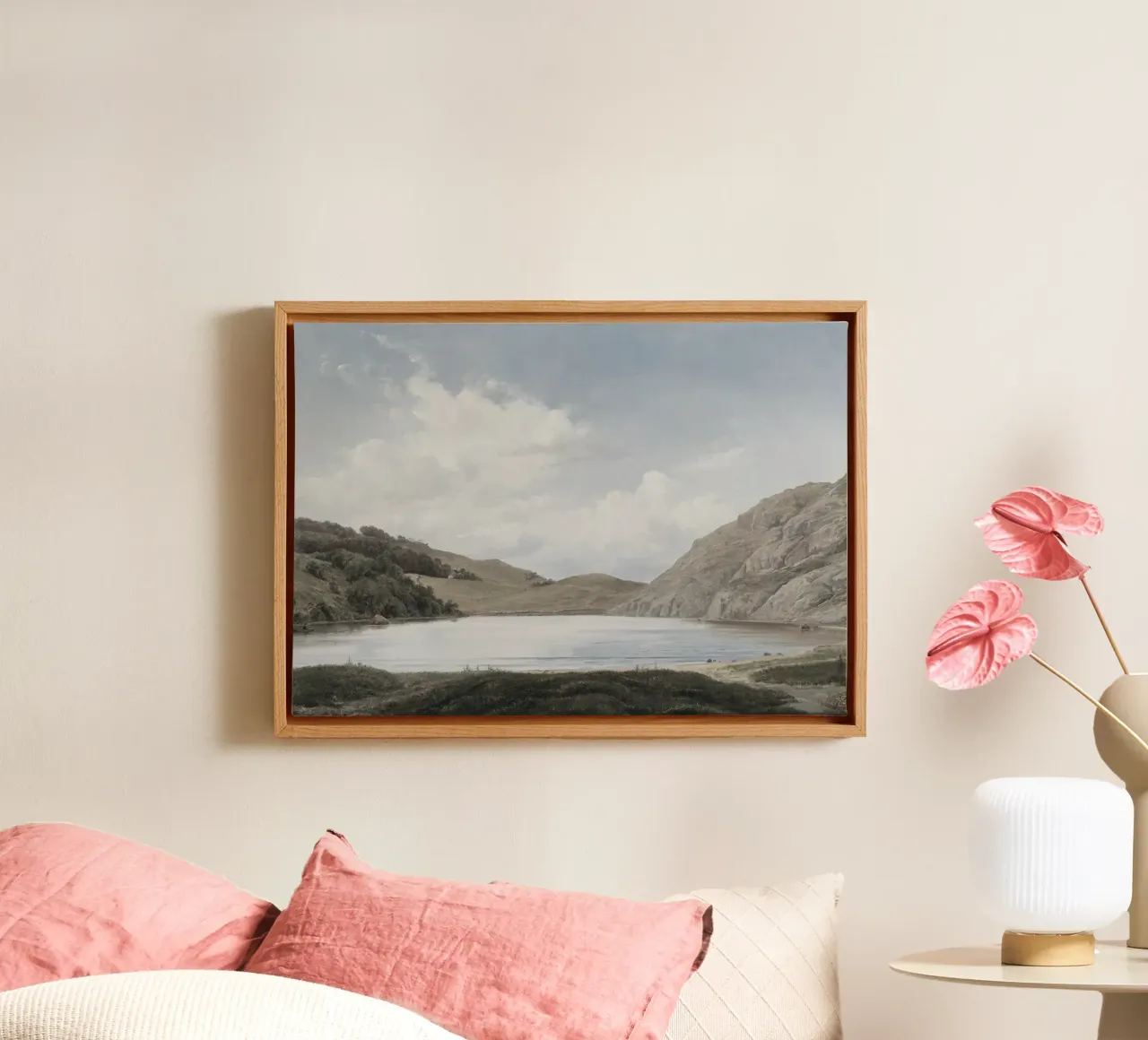 Drachmann: Hammersø-meer, romantisch landschap, serene natuur canvas met Baklijst van NorwesClub